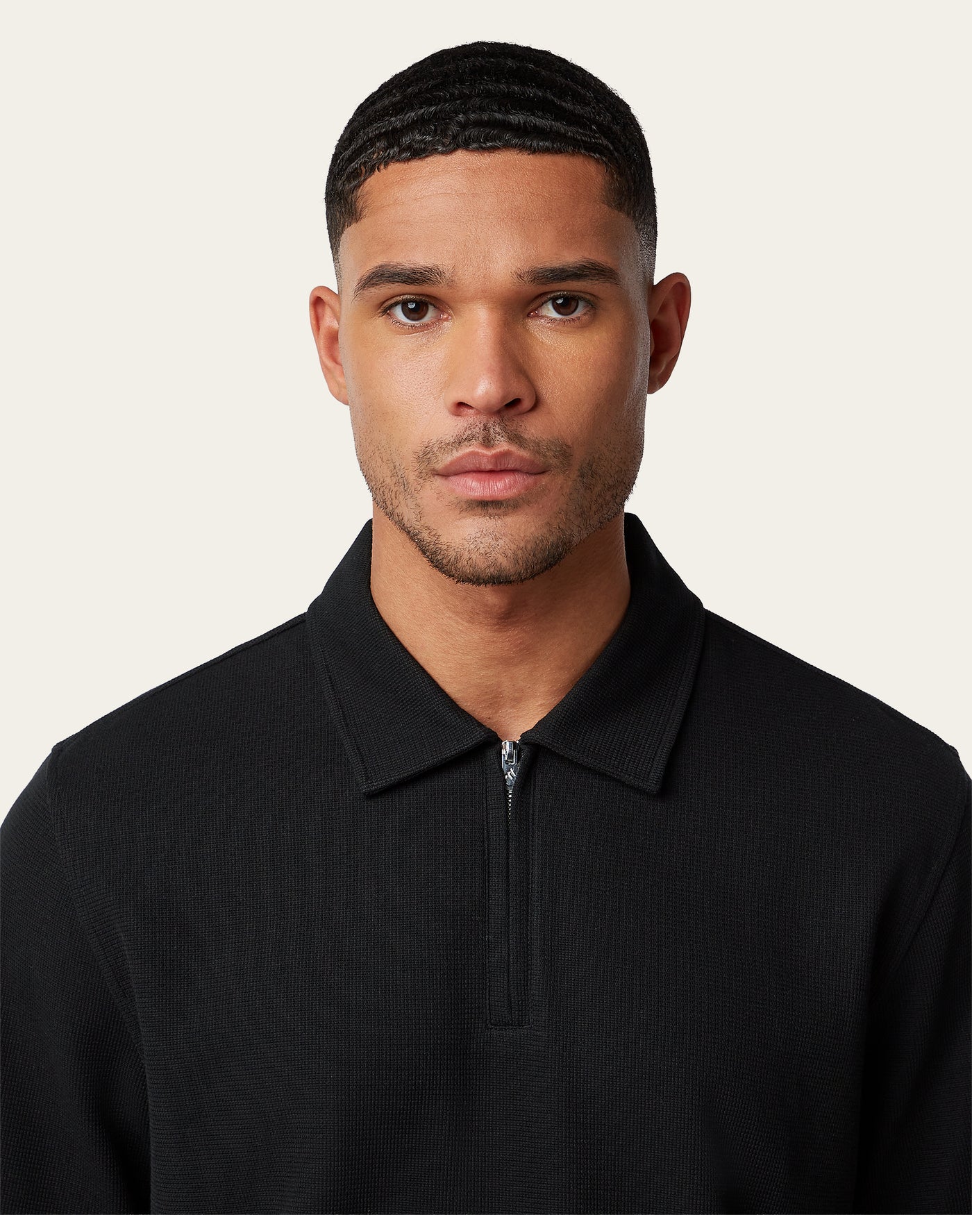 Relaxed Zip Polo Black
